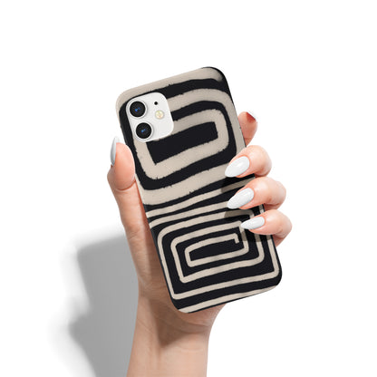 Black iPhone Case with Geometric Art