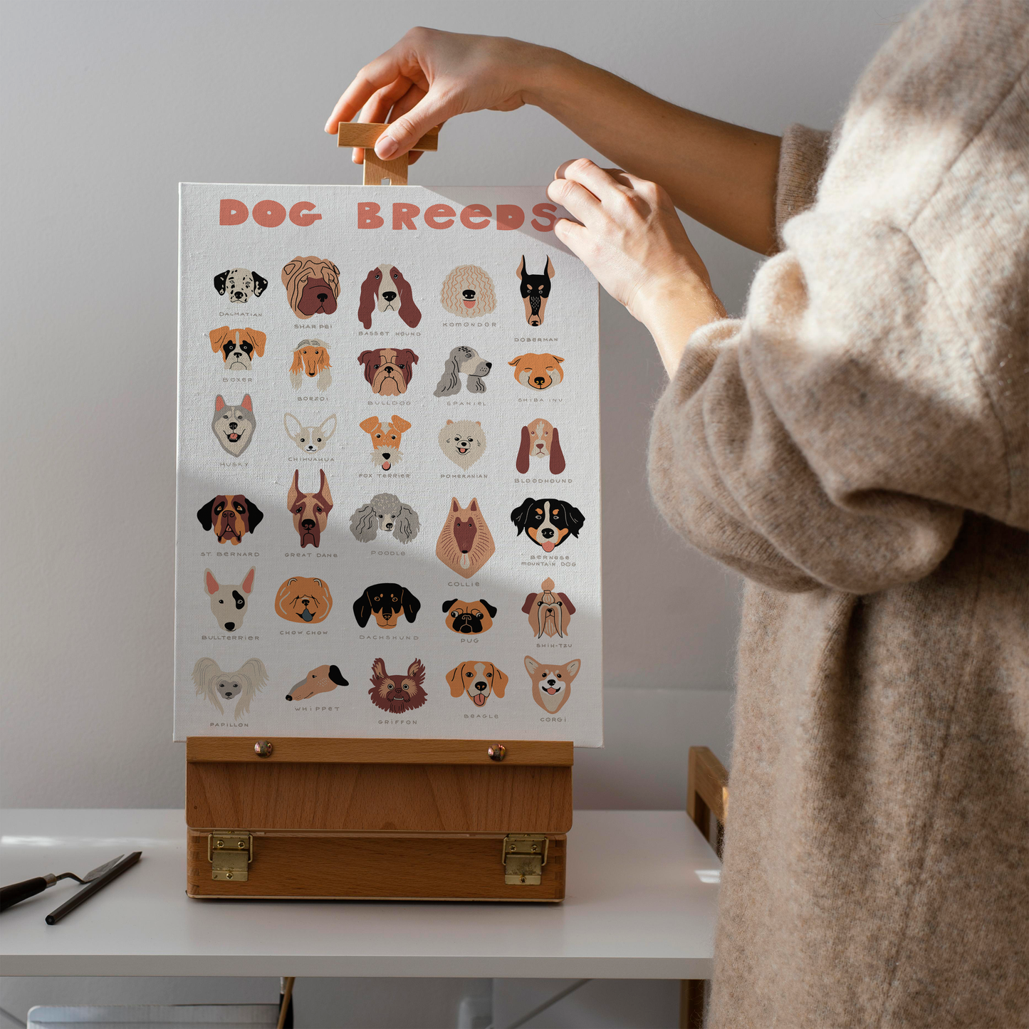 Dog Breeds, Art for Kids Room Canvas Print