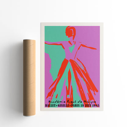 Colorful Retro Ballet Giselle Poster