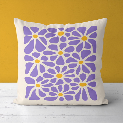 Purple Flowers Pattern Throw Pillow