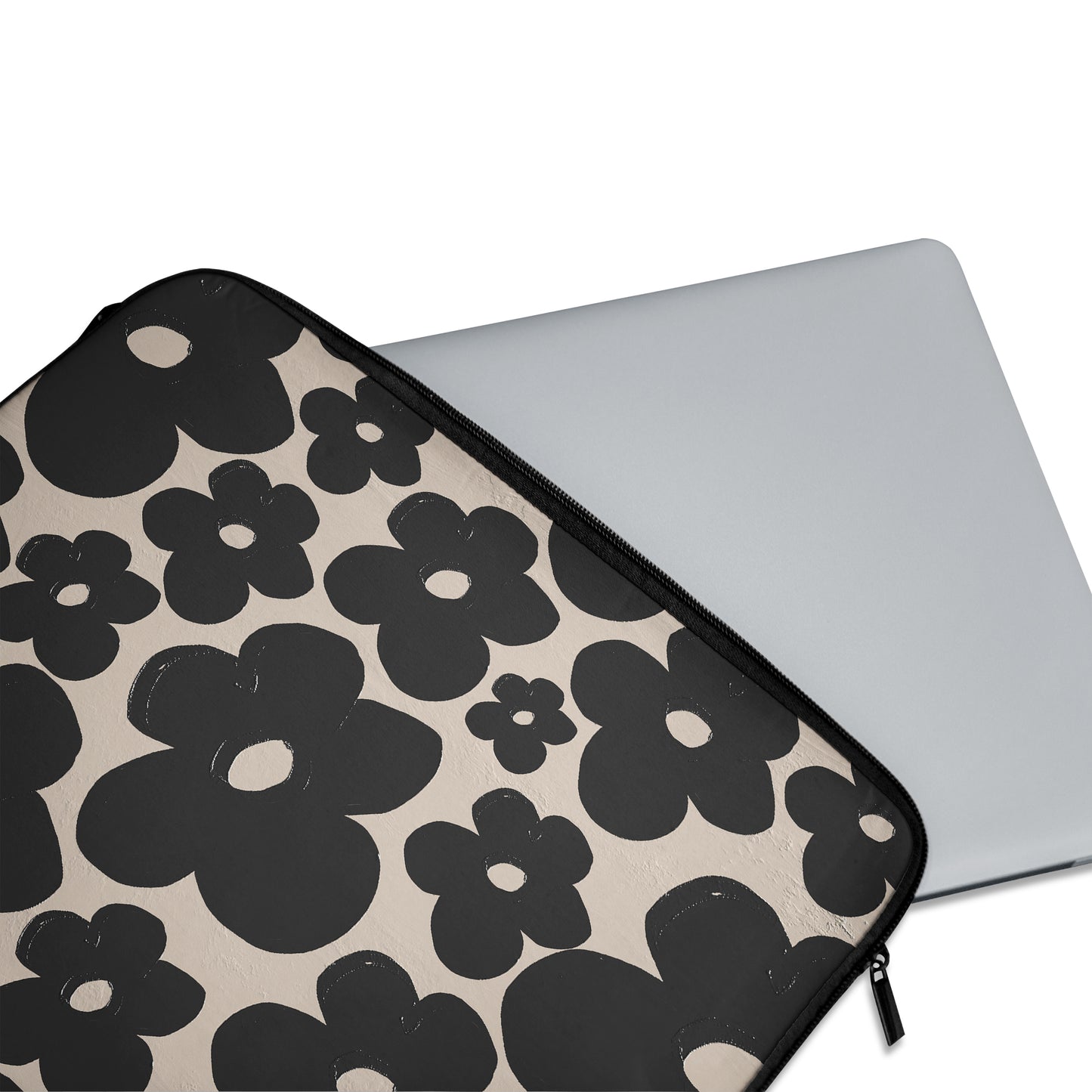 Painted Black Flowers Pattern - Laptop Sleeve