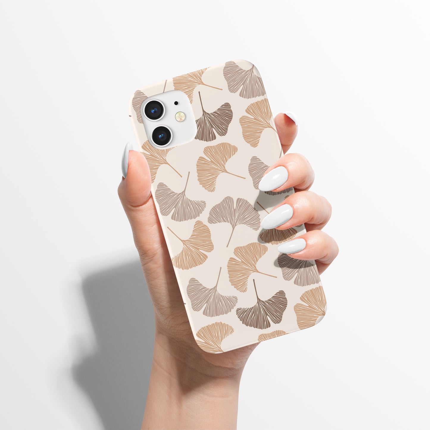 Beige Ginkgo Biloba Pattern iPhone Case