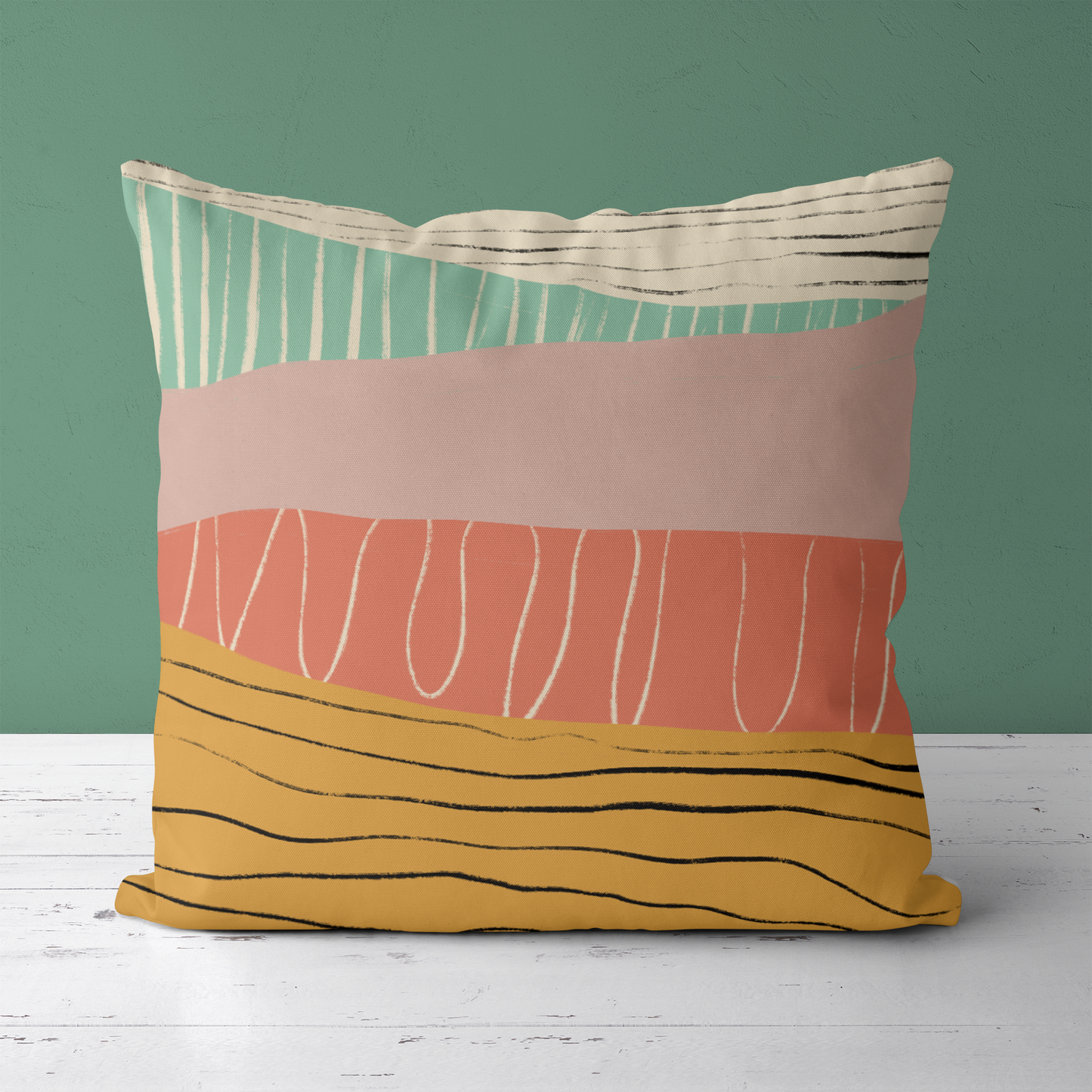 Colorful Abstract Mountains Throw Pillow