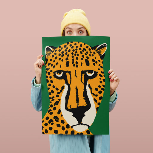 Moody Cheetah Green Funny Poster