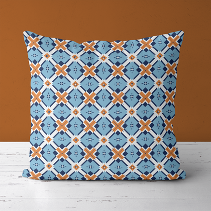Blue Maroccan Pattern Throw Pillow