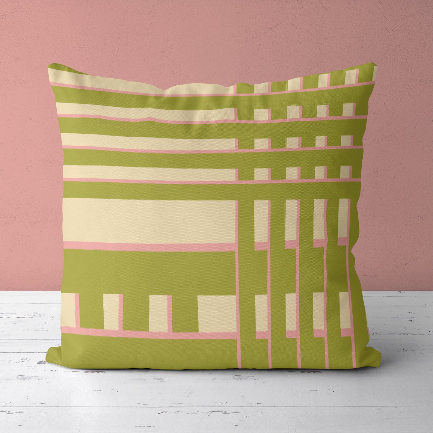 Green Retro Pattern Throw Pillow