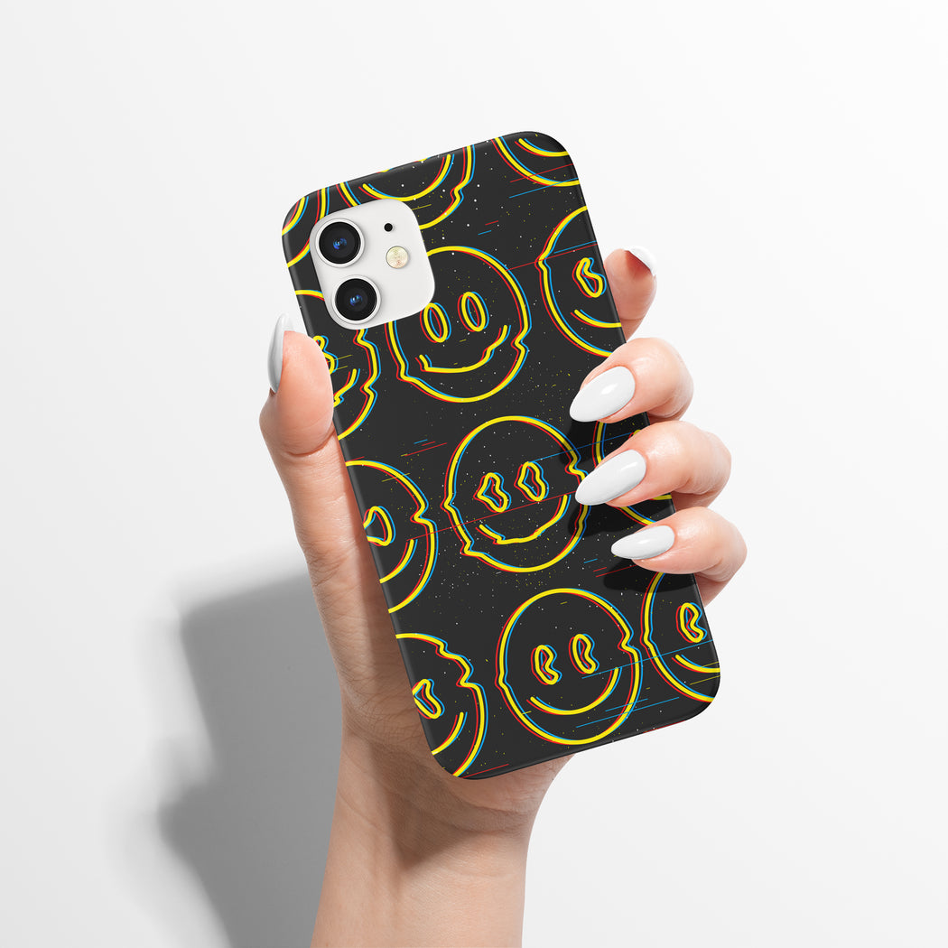 Black Dripping Smiley iPhone Case