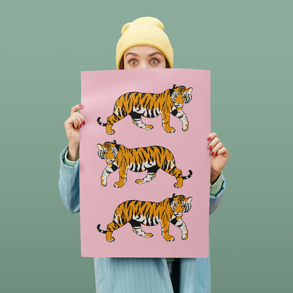Tigers (Pink and Marigold) Poster