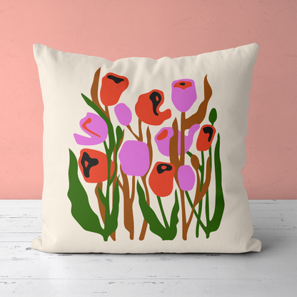 Pop Art Warhol Flowers Throw Pillow