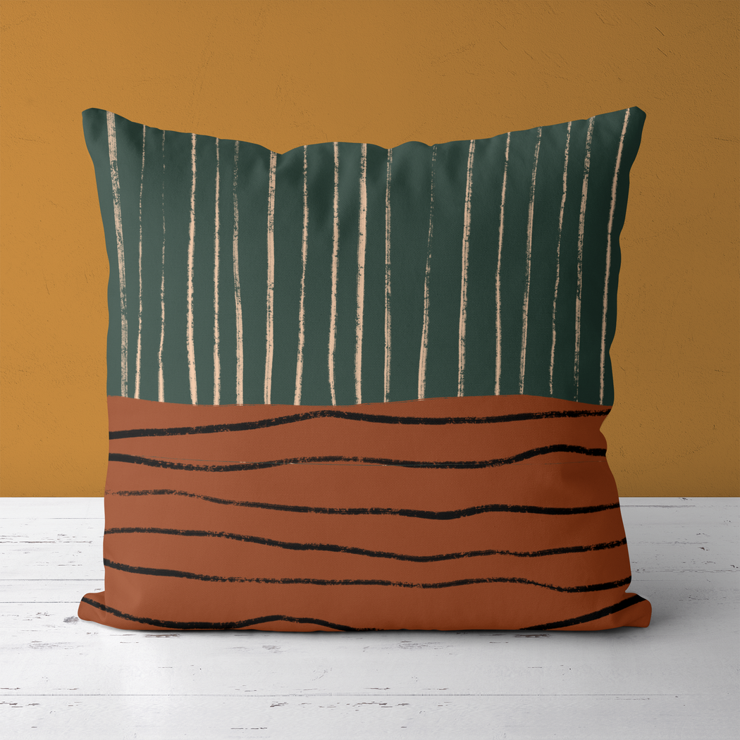 Retro Striped Unique Hand Painted Throw Pillow