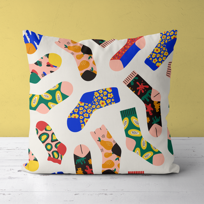 Colorful Socks, Funny Pattern Throw Pillow