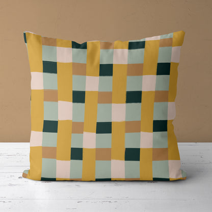 Retro Checkered Farmhouse Pattern Throw Pillow