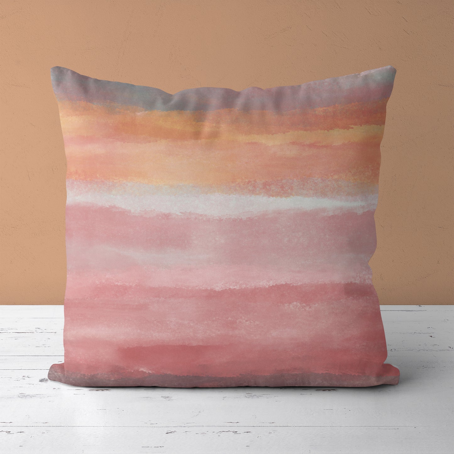 Tropical Winds Coral Pink Abstract Painting Art Throw Pillow