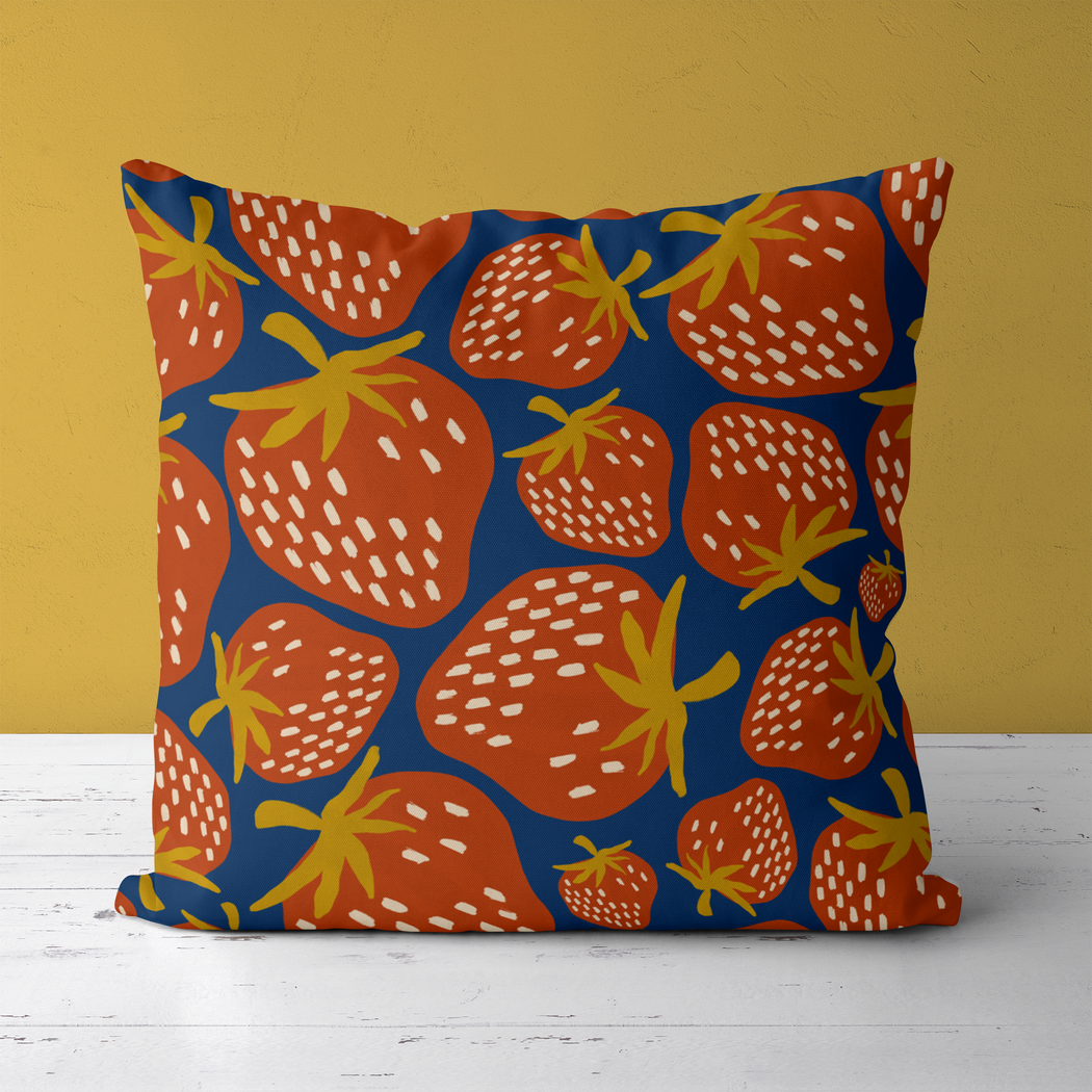 Retro Strawberries Abstract Pattern Throw Pillow