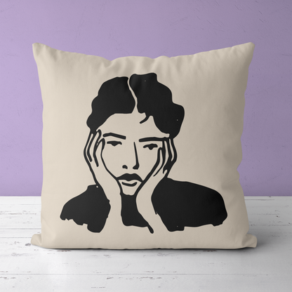 Aesthetic Sad Girl Drawing Throw Pillow