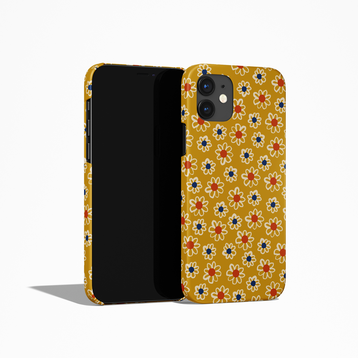 Mustard Retro Floral Pattern iPhone Case