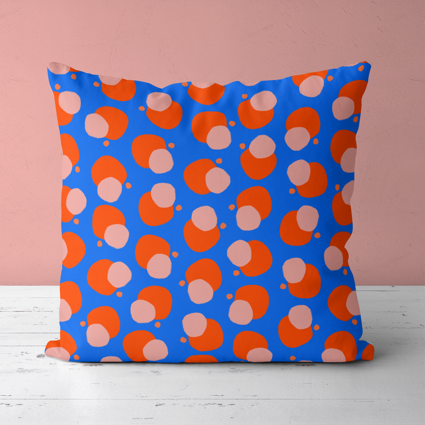 Modern Blue Mid Century Modern Dots Throw Pillow