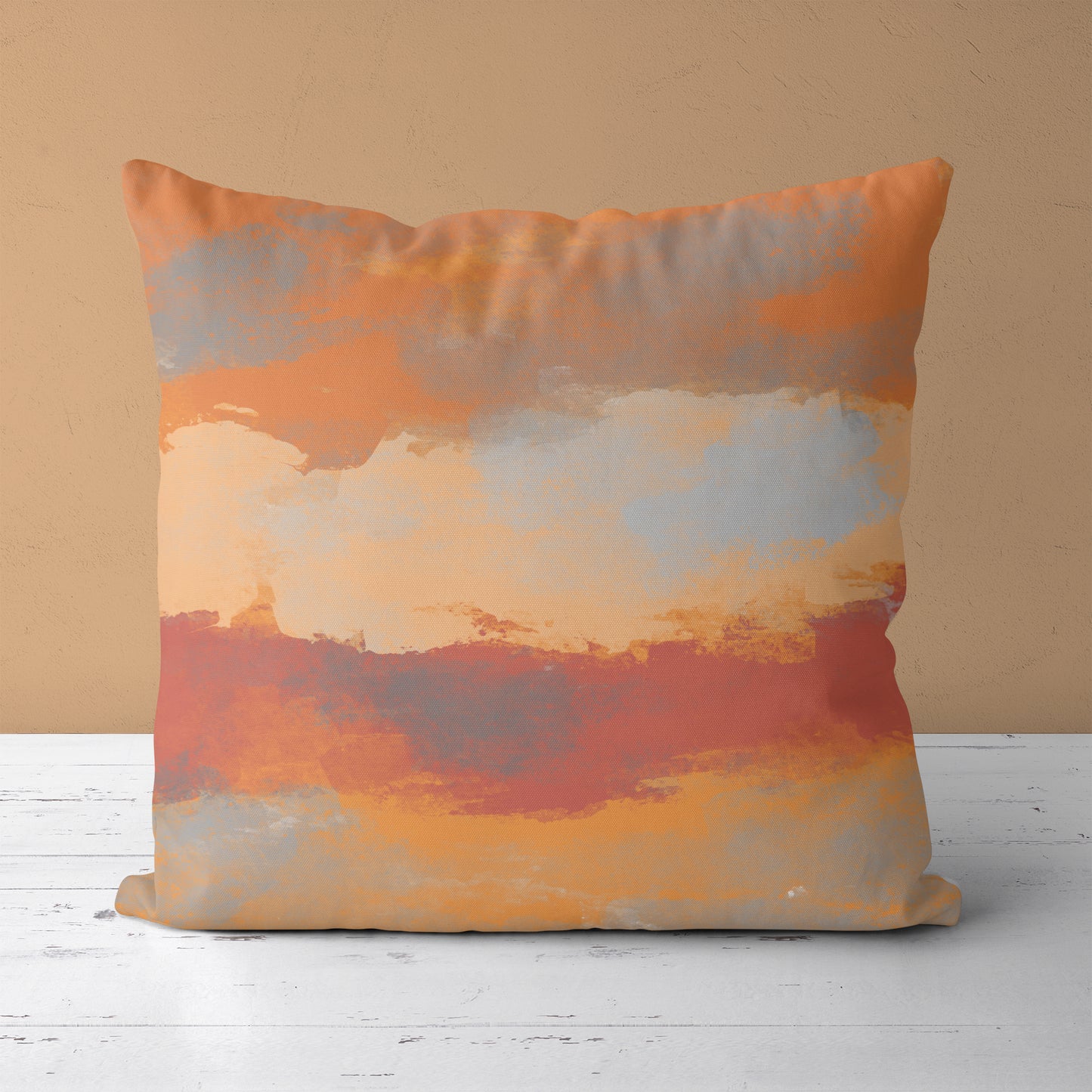 Paintbrush Abstract Sunrise Throw Pillow