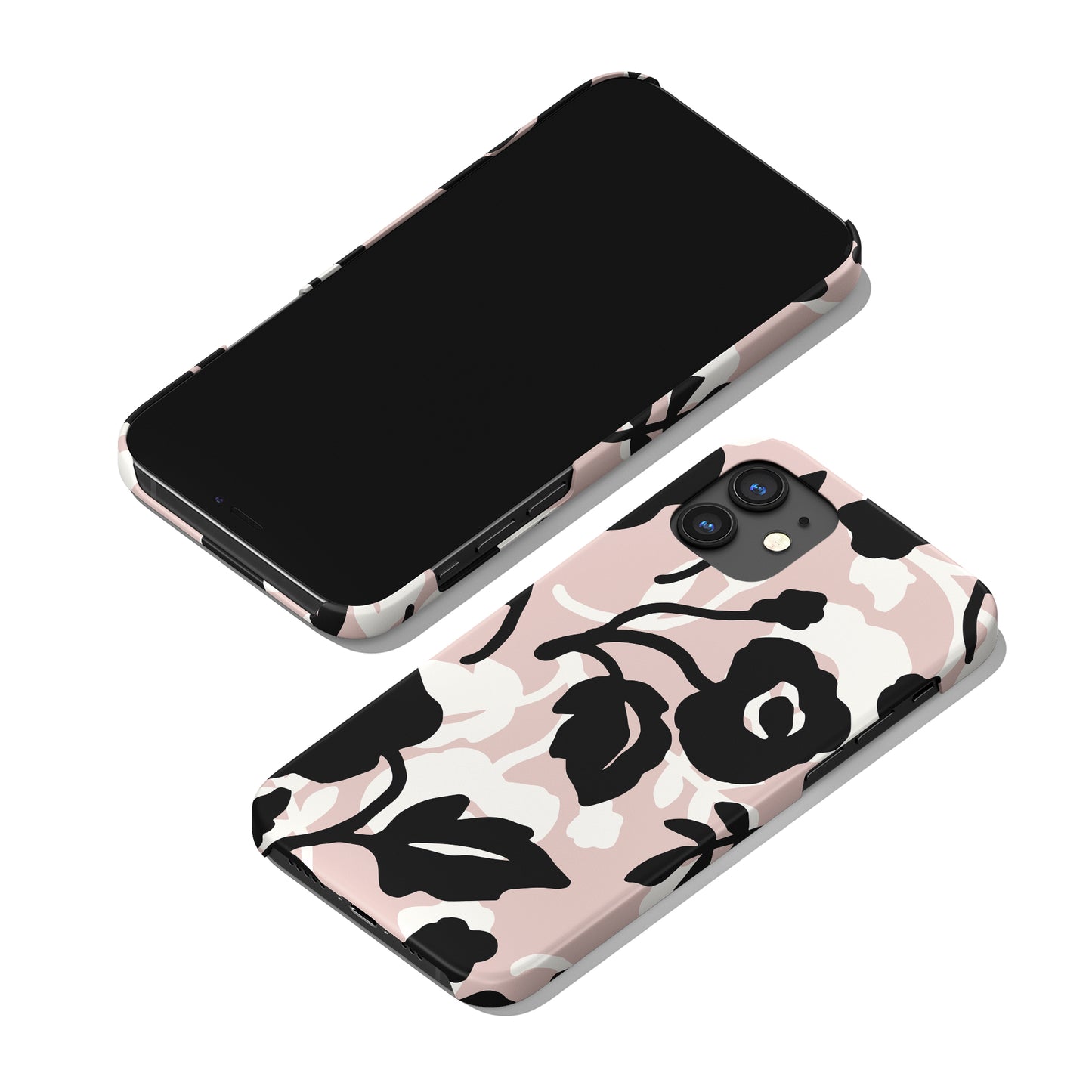 Pattern with Pink and Black Flowers iPhone Case