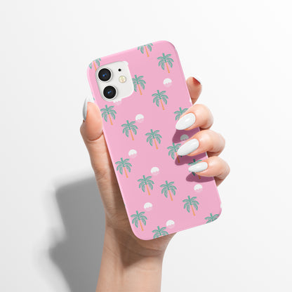 Cute Palms Pattern Pink iPhone Case