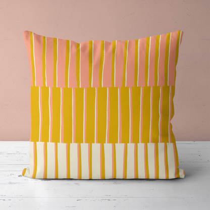 Summer Striped Beach House Throw Pillow