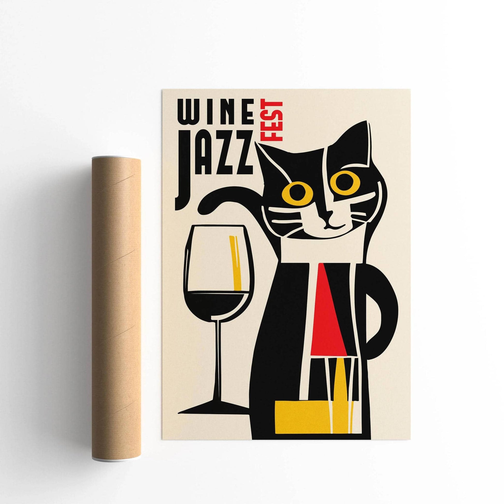 Wine and Jazz Festival Cat Poster - HypeSheriff