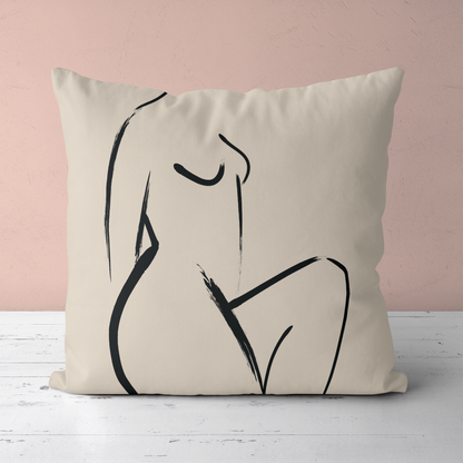 Line Art Woman Throw Pillow