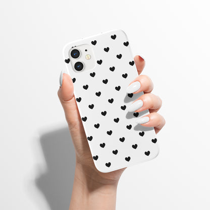 Black and White Tiny Hearts iPhone Case