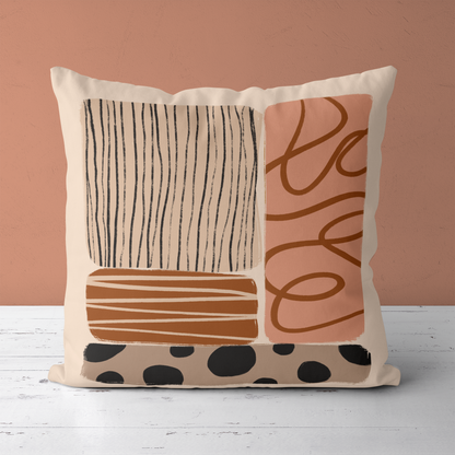 Boho Pink Abstract Pattern Throw Pillow