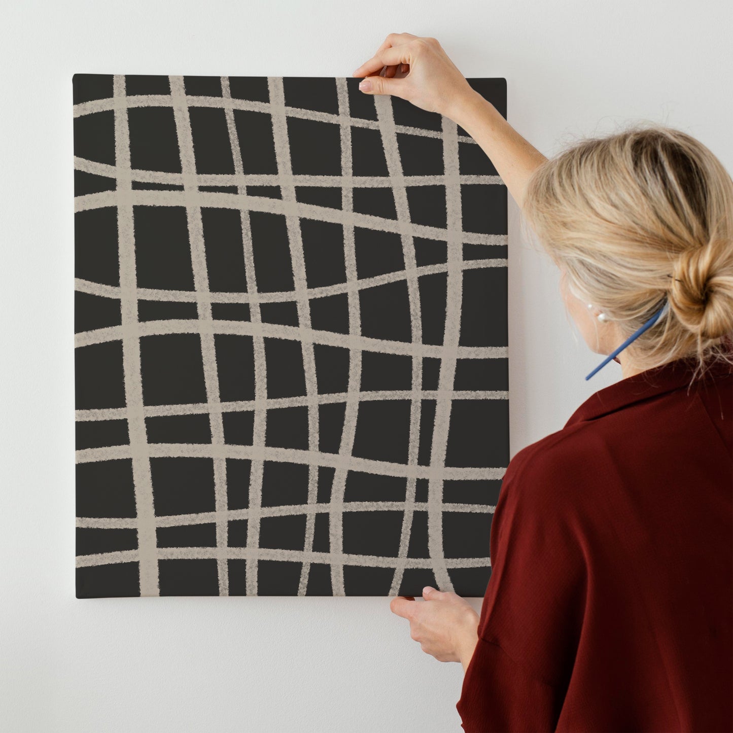 Black Checkered Abstract Canvas Print