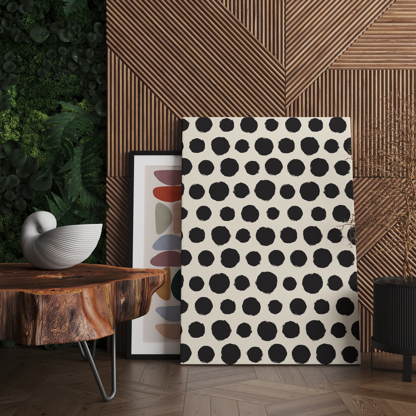 Black Rustic Dots Canvas Print