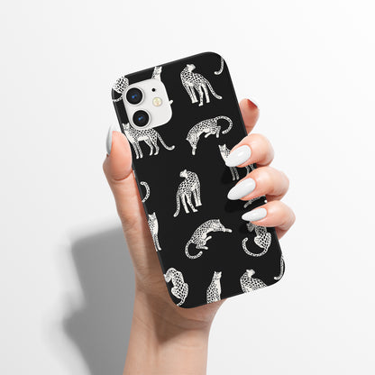 Black and White Cheetah Leopard Pattern iPhone Case