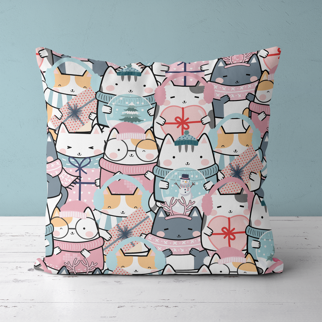 Nursery Room Decor Throw Pillow with Cute Cats