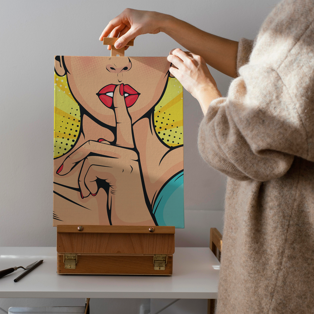 Shushh, Pop Art Woman Canvas Print