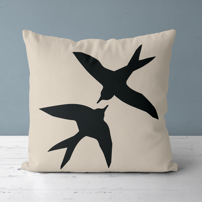 Two Black Birds Modern Throw Pillow