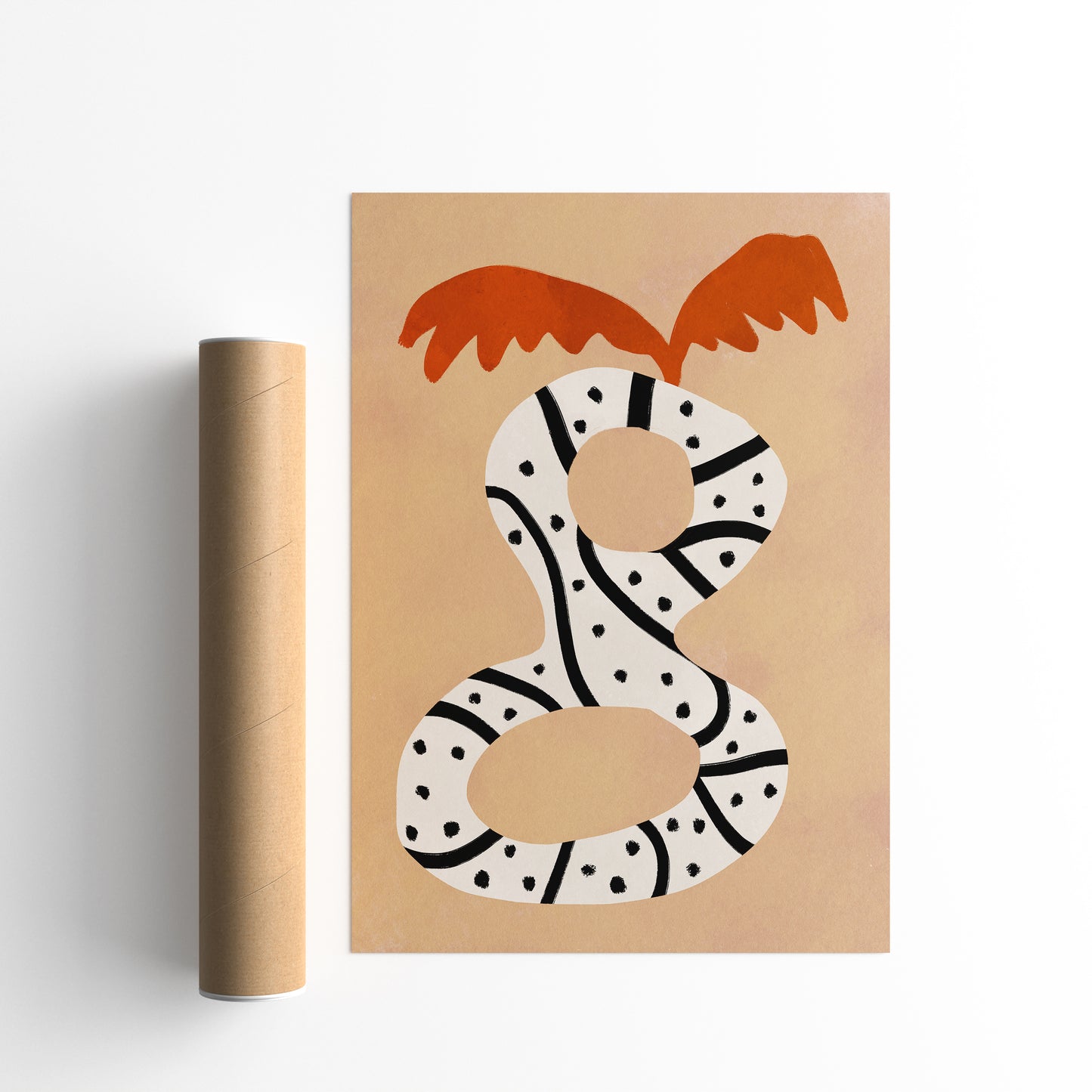 Mid Century Modern Beige Flower Poster