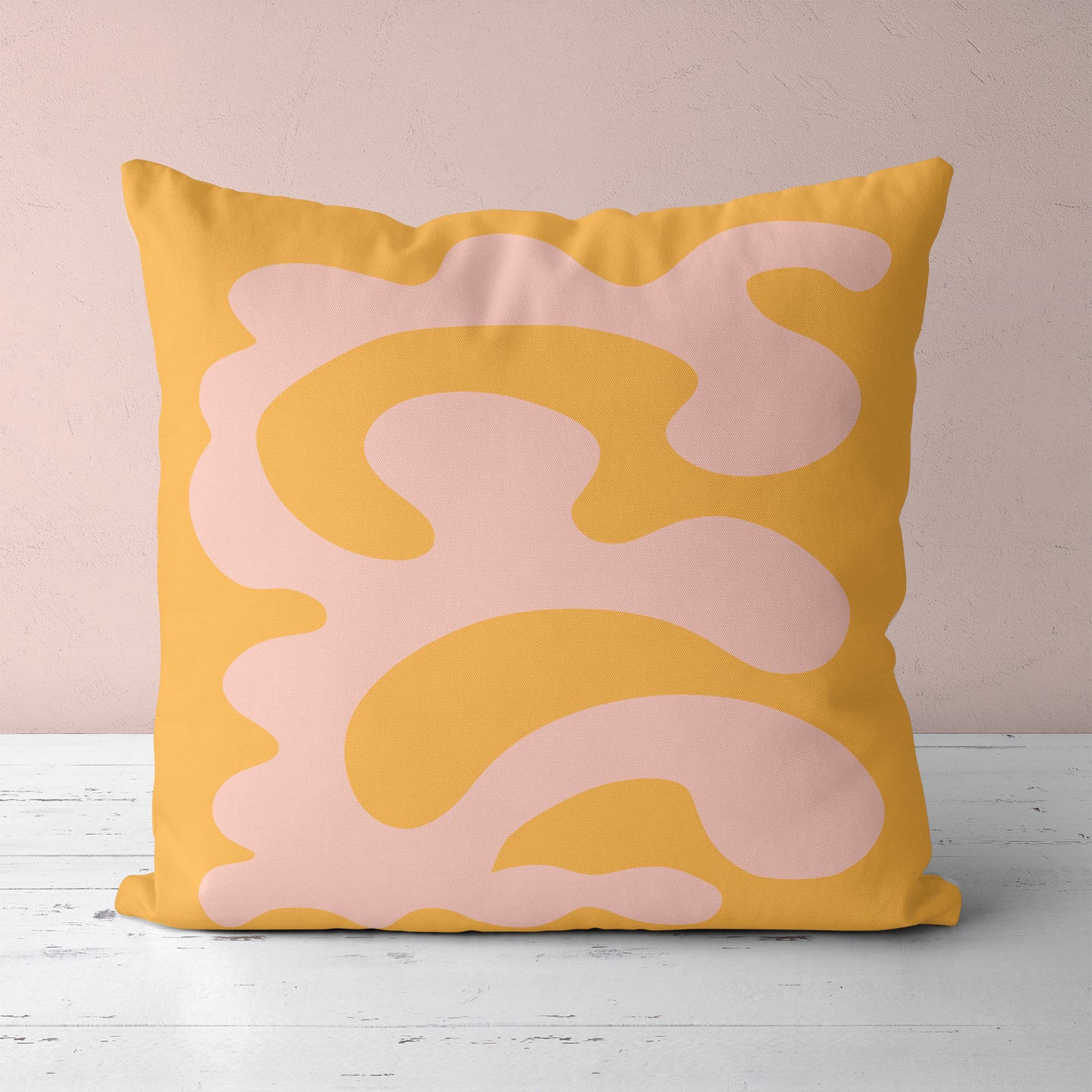 Yellow Throw Pillow with Abstract Shapes