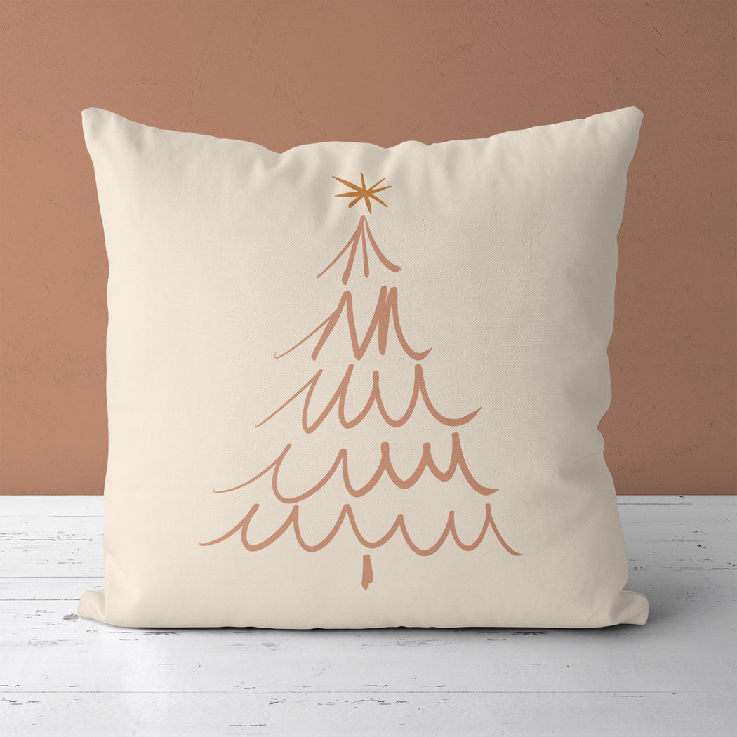Line Art Christmas Tree Throw Pillow