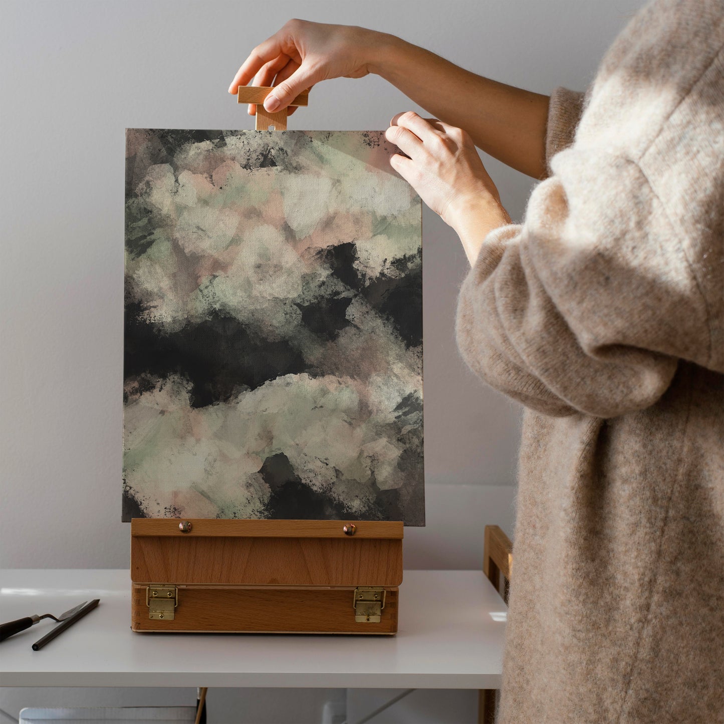 Dark Sky Abstract Painting Canvas Print