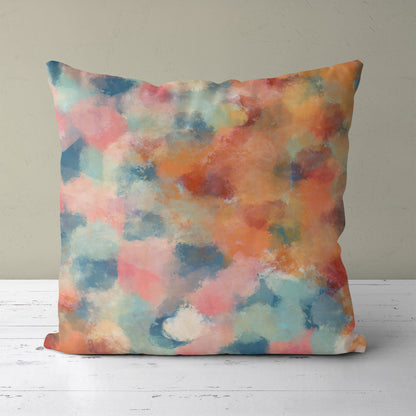 Time to Bloom Yellow Blue Orange Pink Throw Pillow