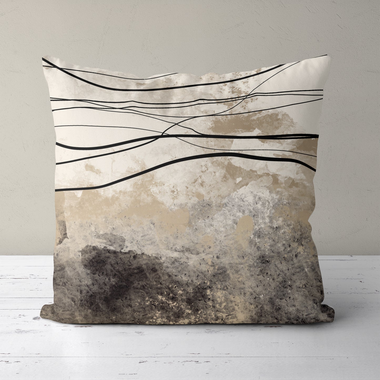 Beige Neutral Rustic Pattern Throw Pillow