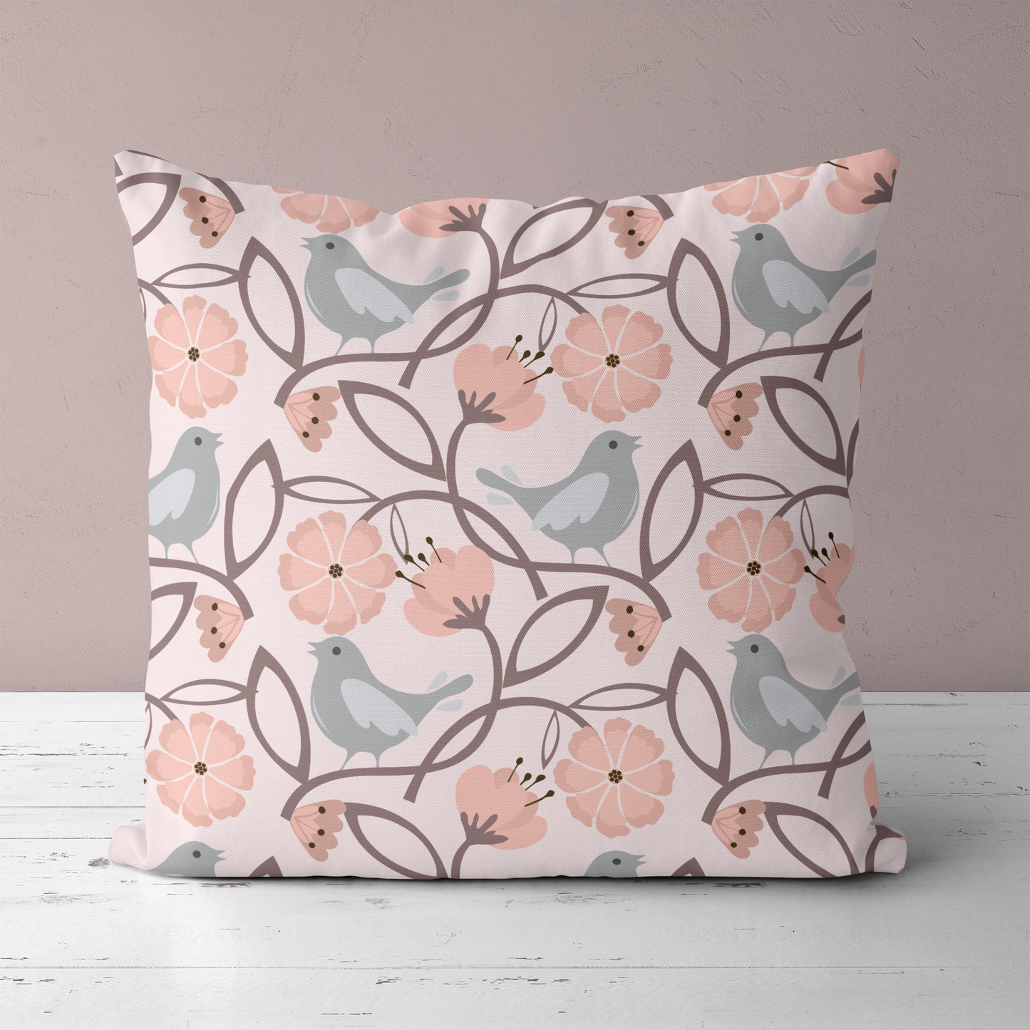 Pastel Botanical Art Nouveau Throw Pillow