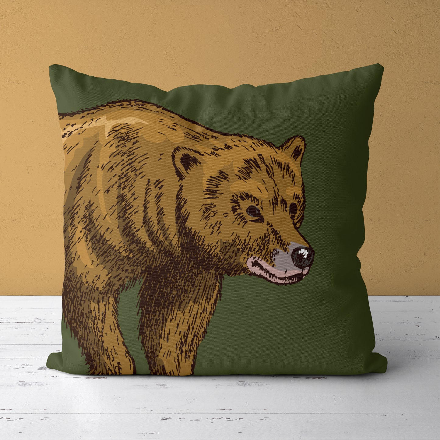 Pillow with Grizzly Bear