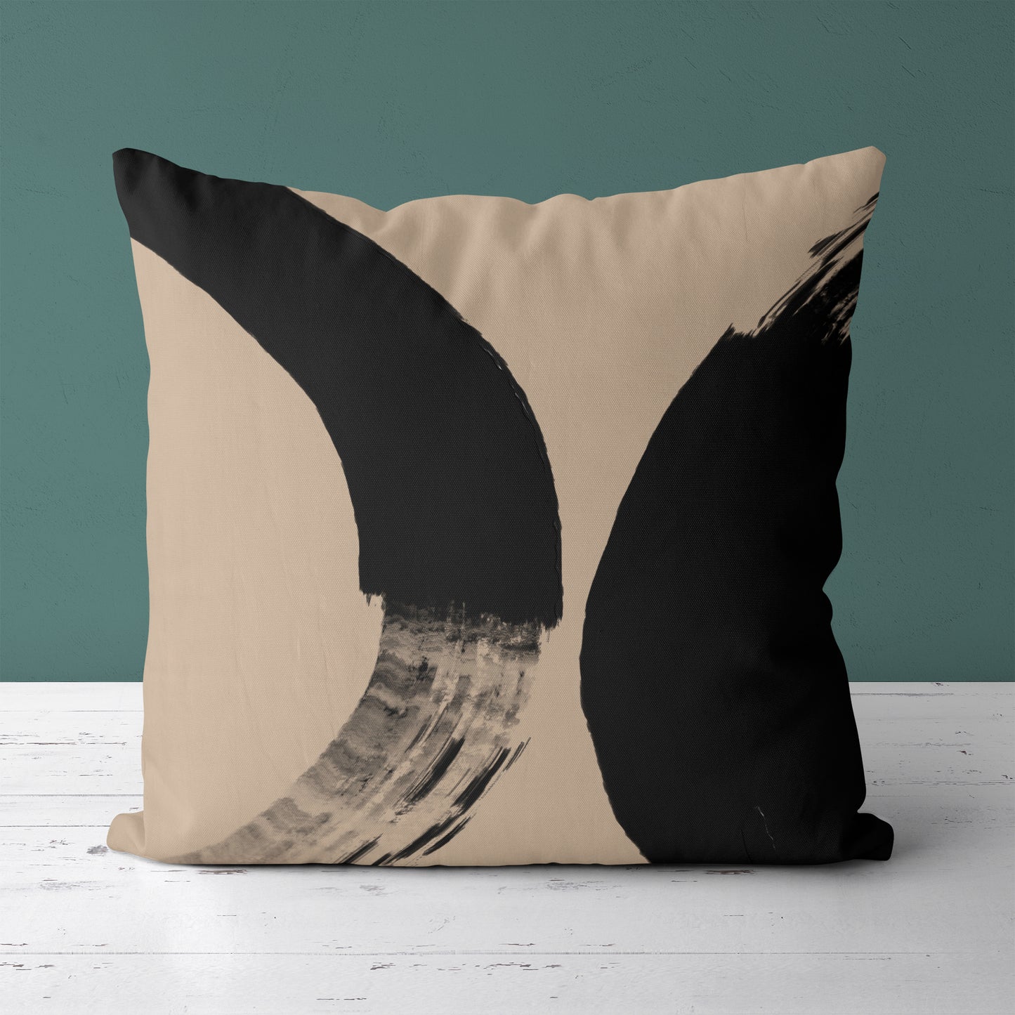 Black Brushes Modern Art Throw Pillow