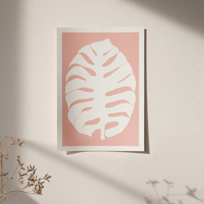 Pink Monstera Leaf Art Print