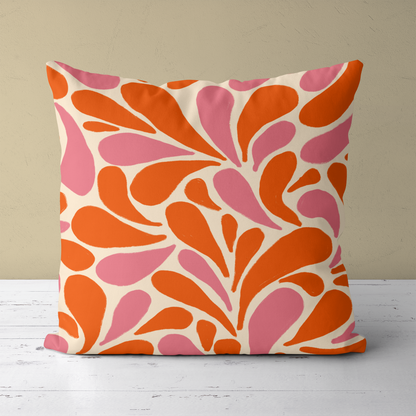 Colorful Abstract Botanical Pattern Throw Pillow