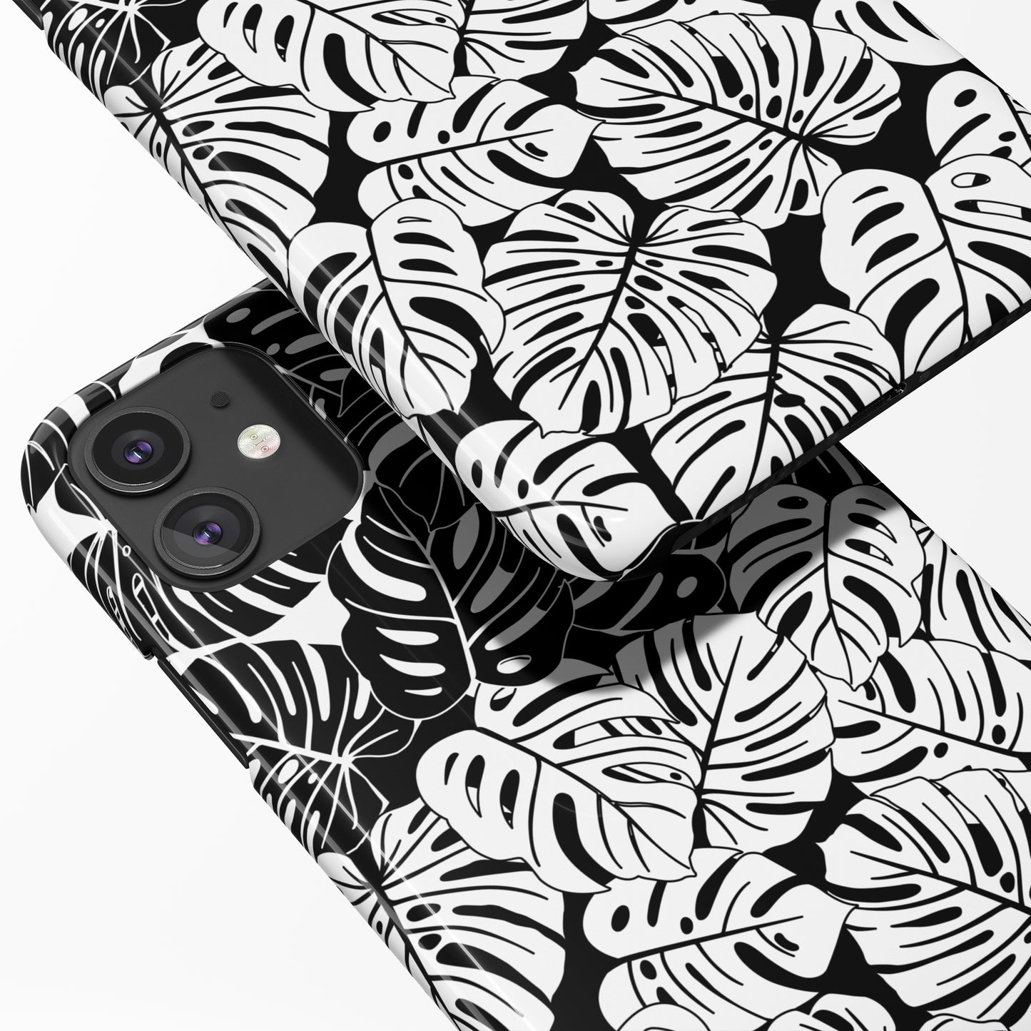 Black and White Monstera iPhone Case
