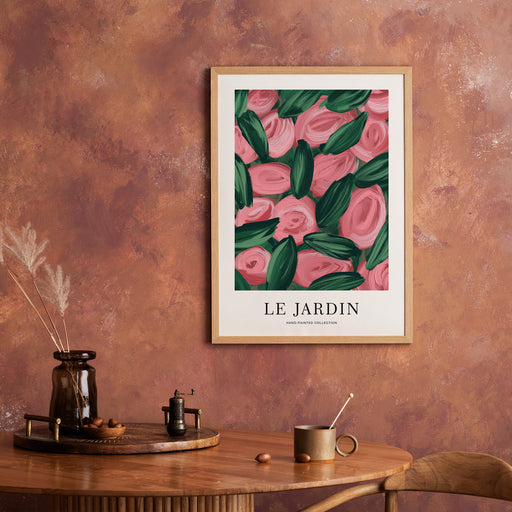 Le Jardin Pink Roses Handdrawn Poster