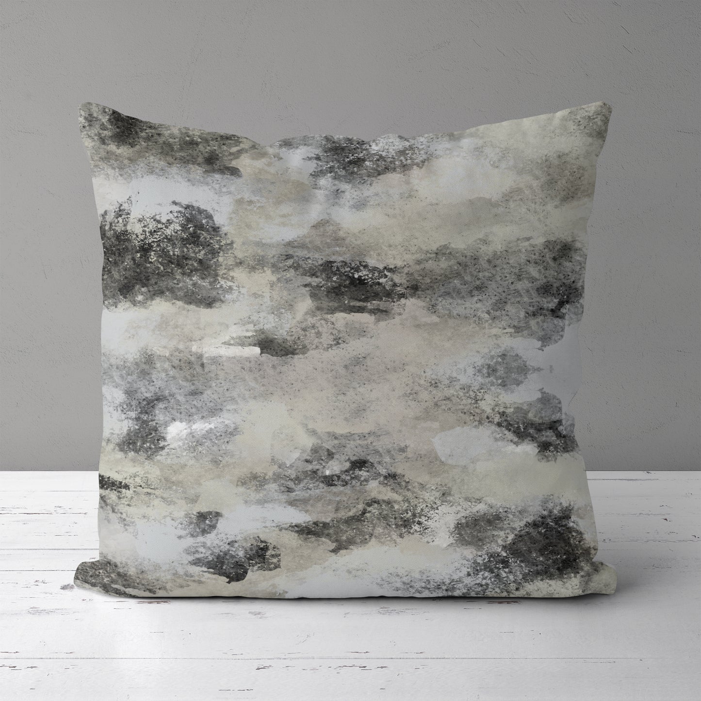 Grey Handdrawn Abstract Throw Pillow