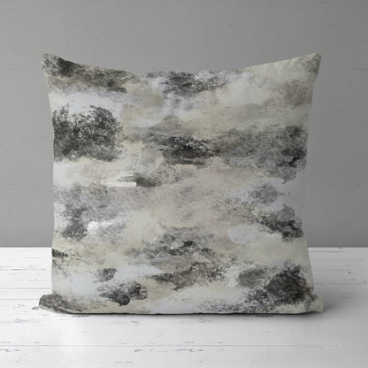 Grey Handdrawn Abstract Throw Pillow